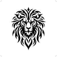 león, León en moderno tribal tatuaje, resumen línea Arte de animales, minimalista contorno. vector
