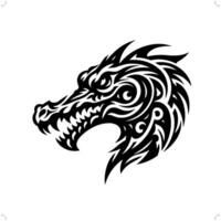 Crocodile in modern tribal tattoo, abstract line art of animals, minimalist contour. vector