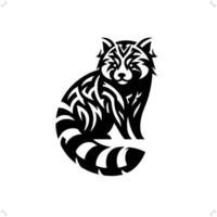 red panda in modern tribal tattoo, abstract line art of animals, minimalist contour. vector