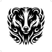 Badger in modern tribal tattoo, abstract line art of animals, minimalist contour. vector