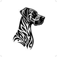 genial danés perro en moderno tribal tatuaje, resumen línea Arte de animales, minimalista contorno. vector