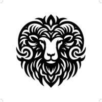 Goat , sheep in modern tribal tattoo, abstract line art of animals, minimalist contour. vector