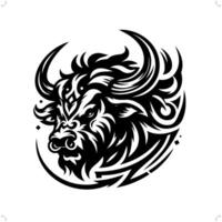 yak in modern tribal tattoo, abstract line art of animals, minimalist contour. vector