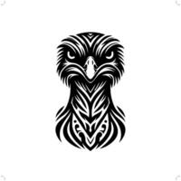 Ostrich in modern tribal tattoo, abstract line art of animals, minimalist contour. vector