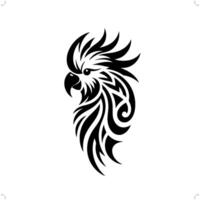 cockatoo, macaw, parrot, in modern tribal tattoo, abstract line art of animals, minimalist contour. vector