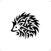 porcupine , hedgehog in modern tribal tattoo, abstract line art of animals, minimalist contour. vector