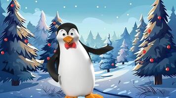 hermosa pingüino 3d movimiento video