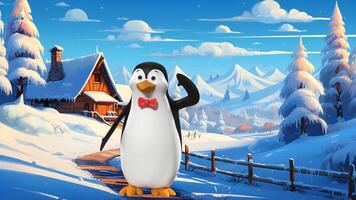 mooi pinguïn 3d beweging video