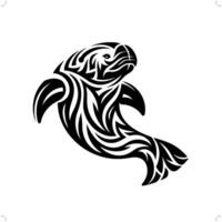 manatee , dugong in modern tribal tattoo, abstract line art of animals, minimalist contour. vector