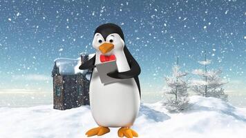 bellissimo pinguino 3d movimento video