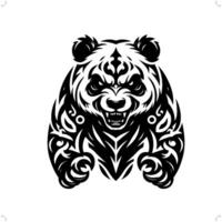 panda in modern tribal tattoo, abstract line art of animals, minimalist contour. vector