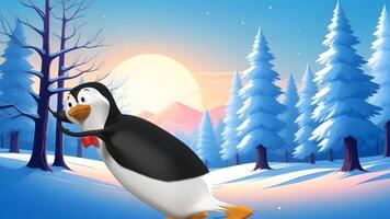 lindo pinguim 3d movimento video