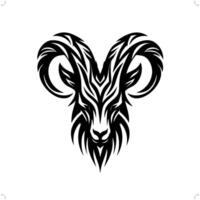 Goat, sheep in modern tribal tattoo, abstract line art of animals, minimalist contour. vector