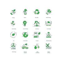 Ecology Icons Exploring the interconnected relationships between organisms and their environments, emphasizing the importance of biodiversity and environmental sustainability. vector