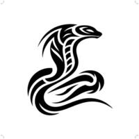 Cobra in modern tribal tattoo, abstract line art of animals, minimalist contour. vector