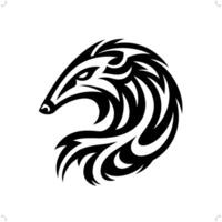 Anteater in modern tribal tattoo, abstract line art of animals, minimalist contour. vector