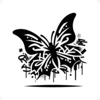 animal silhouette in graffiti tag, hip hop, street art typography illustration. vector