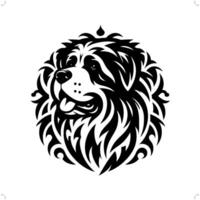 st. bernard dog in modern tribal tattoo, abstract line art of animals, minimalist contour. vector