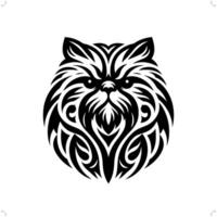 persa, muñeca de trapo gato en moderno tribal tatuaje, resumen línea Arte de animales, minimalista contorno. vector