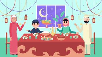 islamico famiglia festeggiare Ramadan nel il cucina video