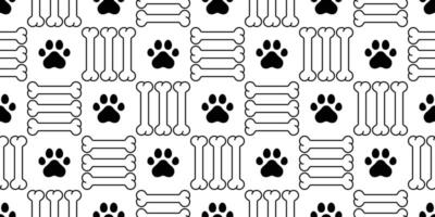 dog paw seamless pattern bone footprint checked french bulldog puppy pet cartoon repeat wallpaper tile background scarf isolated doodle illustration design vector