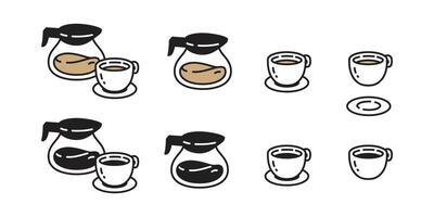 coffee cup icon pot tea milk glass symbol logo cartoon illustration doodle design vector