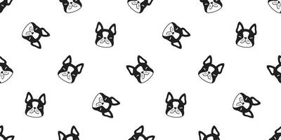 dog seamless pattern french bulldog face head cartoon icon repeat wallpaper tile background scarf isolated illustration design vector