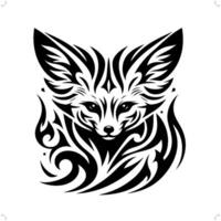 Fennec fox fox in modern tribal tattoo, abstract line art of animals, minimalist contour. vector