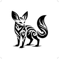 Fennec fox fox in modern tribal tattoo, abstract line art of animals, minimalist contour. vector