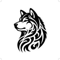 shiba dog in modern tribal tattoo, abstract line art of animals, minimalist contour. vector