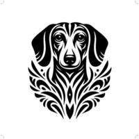 Dachshund dog in modern tribal tattoo, abstract line art of animals, minimalist contour. vector