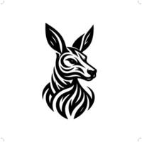 Kangaroo in modern tribal tattoo, abstract line art of animals, minimalist contour. vector