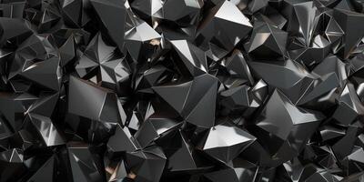 Black abstract of chaotic polygonal shapes. Futuristic background with polygonal shapes photo
