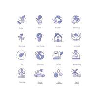 Ecology Icons Exploring the interconnected relationships between organisms and their environments, emphasizing the importance of biodiversity and environmental sustainability. vector