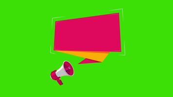 anuncio mic en un verde pantalla mano sostener megáfono altoparlante megáfono animación para publicidad y promoción video