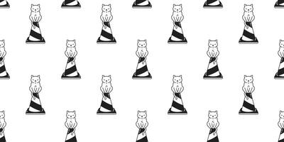 cat seamless pattern kitten calico traffic cone breed pet scarf isolated cartoon animal repeat background tile wallpaper illustration doodle design vector