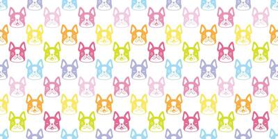 dog seamless pattern french bulldog face head cartoon icon smile repeat wallpaper tile background scarf isolated illustration color design vector