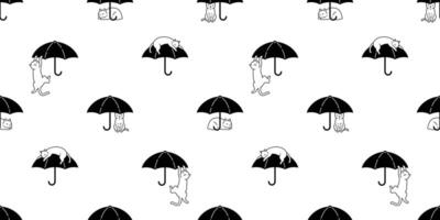 cat seamless pattern kitten umbrella calico pet scarf isolated repeat background cartoon animal tile wallpaper illustration doodle design vector