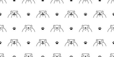 Bear seamless pattern polar bear paw footprint breed cartoon repeat background tile wallpaper illustration design vector