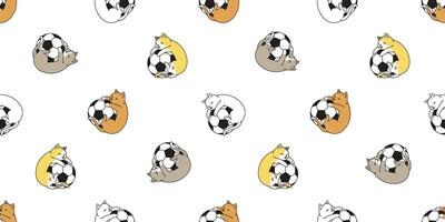 cat seamless pattern football soccer kitten calico pet sport scarf isolated tile background cartoon animal repeat wallpaper doodle illustration design vector