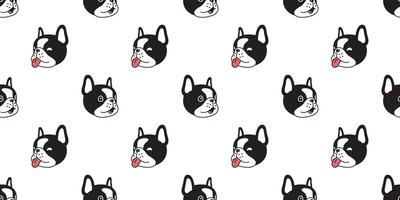 dog seamless pattern french bulldog smile head footprint paw cartoon repeat wallpaper tile background scarf isolated illustration doodle design vector