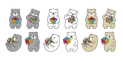 Bear polar bear icon logo teddy play toy puzzle game cartoon character symbol doodle illustration design vector