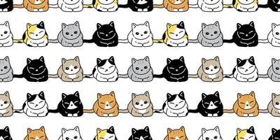 cat seamless pattern kitten calico breed pet toy yarn ball scarf isolated cartoon animal tile wallpaper repeat background doodle illustration design vector