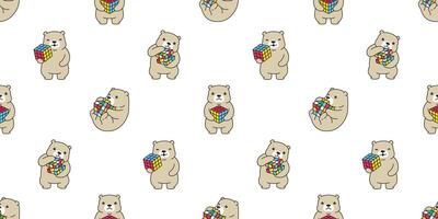 Bear seamless pattern polar bear play toy puzzle sitting breed scarf isolated cartoon repeat background tile wallpaper illustration design vector