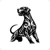 great dane dog in modern tribal tattoo, abstract line art of animals, minimalist contour. vector