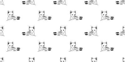 perro sin costura modelo francés buldog café maceta té dibujos animados loseta antecedentes repetir fondo de pantalla bufanda aislado ilustración diseño vector