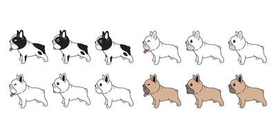 perro francés buldog icono perrito mascota raza pata personaje dibujos animados símbolo bufanda garabatear ilustración diseño vector