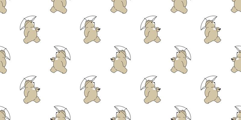 Bear seamless pattern polar bear umbrella rain cartoon repeat background tile wallpaper illustration design