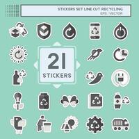 Sticker line cut Set Recycling. related to Education symbol. simple design illustration vector