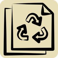 Icon Paper Recycling. related to Recycling symbol. hand drawn style. simple design illustration vector